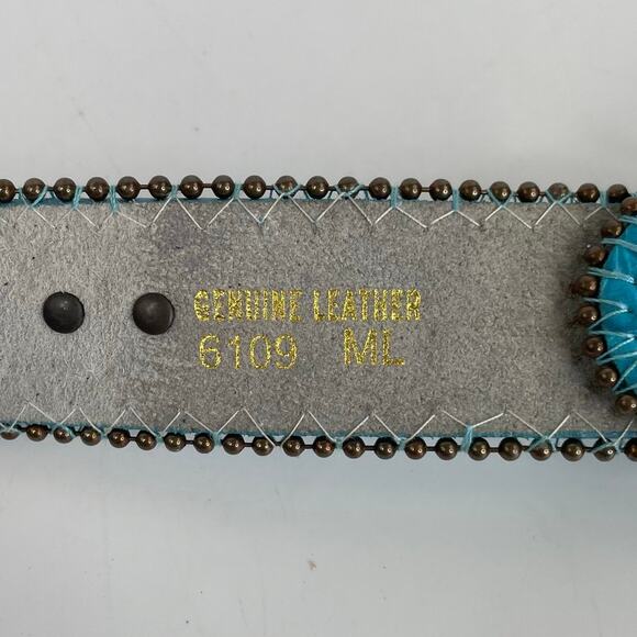 Women's Blue Leather Western Studded Belt and Buckle crosses ML - Picture 8 of 10